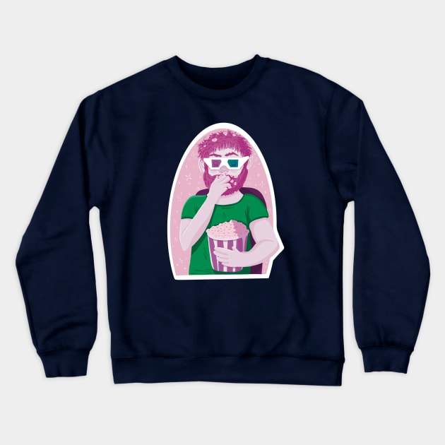 Cinema lover eating popcorn Crewneck Sweatshirt by Xatutik-Art